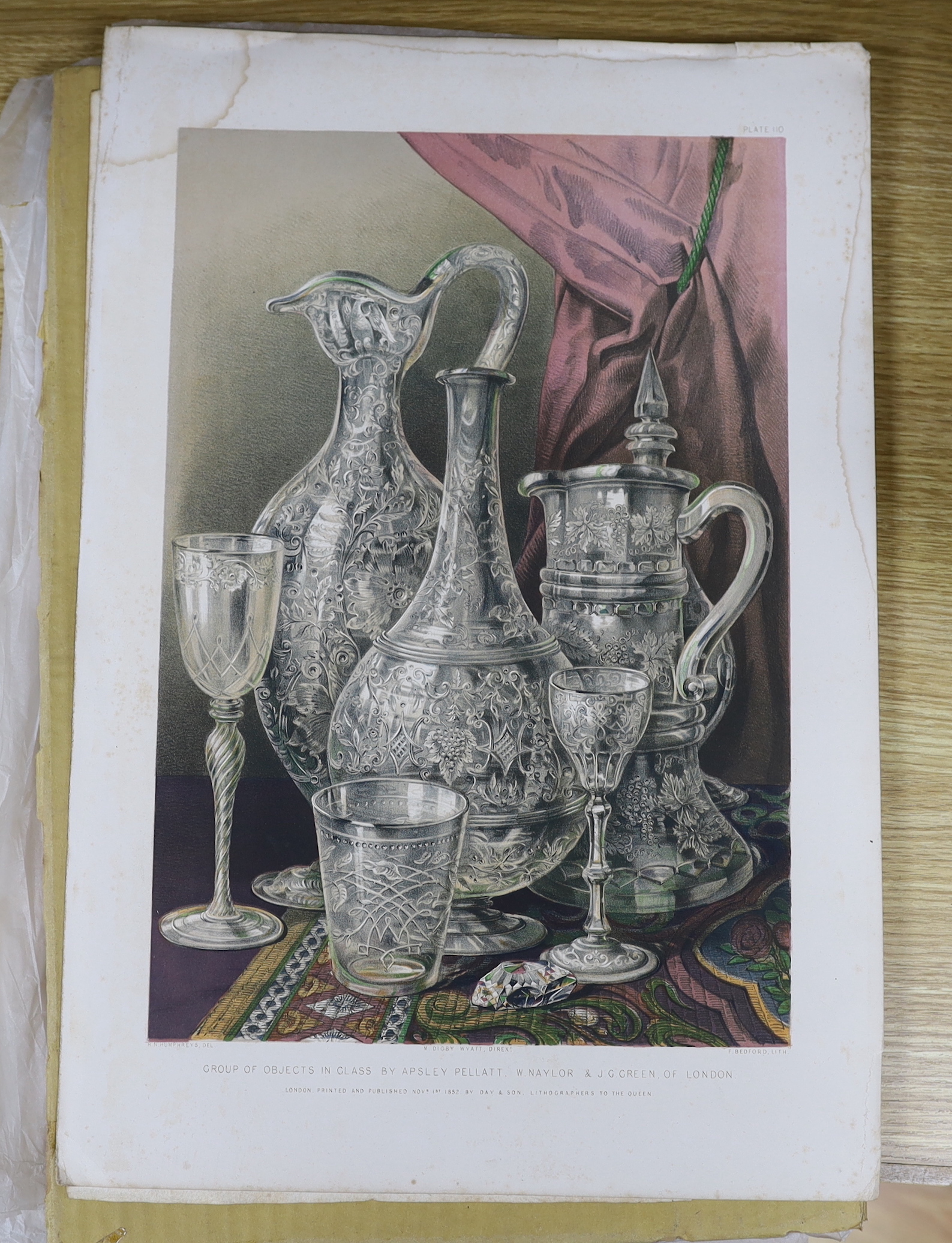 A folio of 18th and 19th century colour lithographs and prints including after Thomas Rowlandson, ‘Dr. Syntax in the Glasshouse’, published March 1820 and after Godfrey Kneller, Thomas Holles Pelham, Duke of Newcastle an